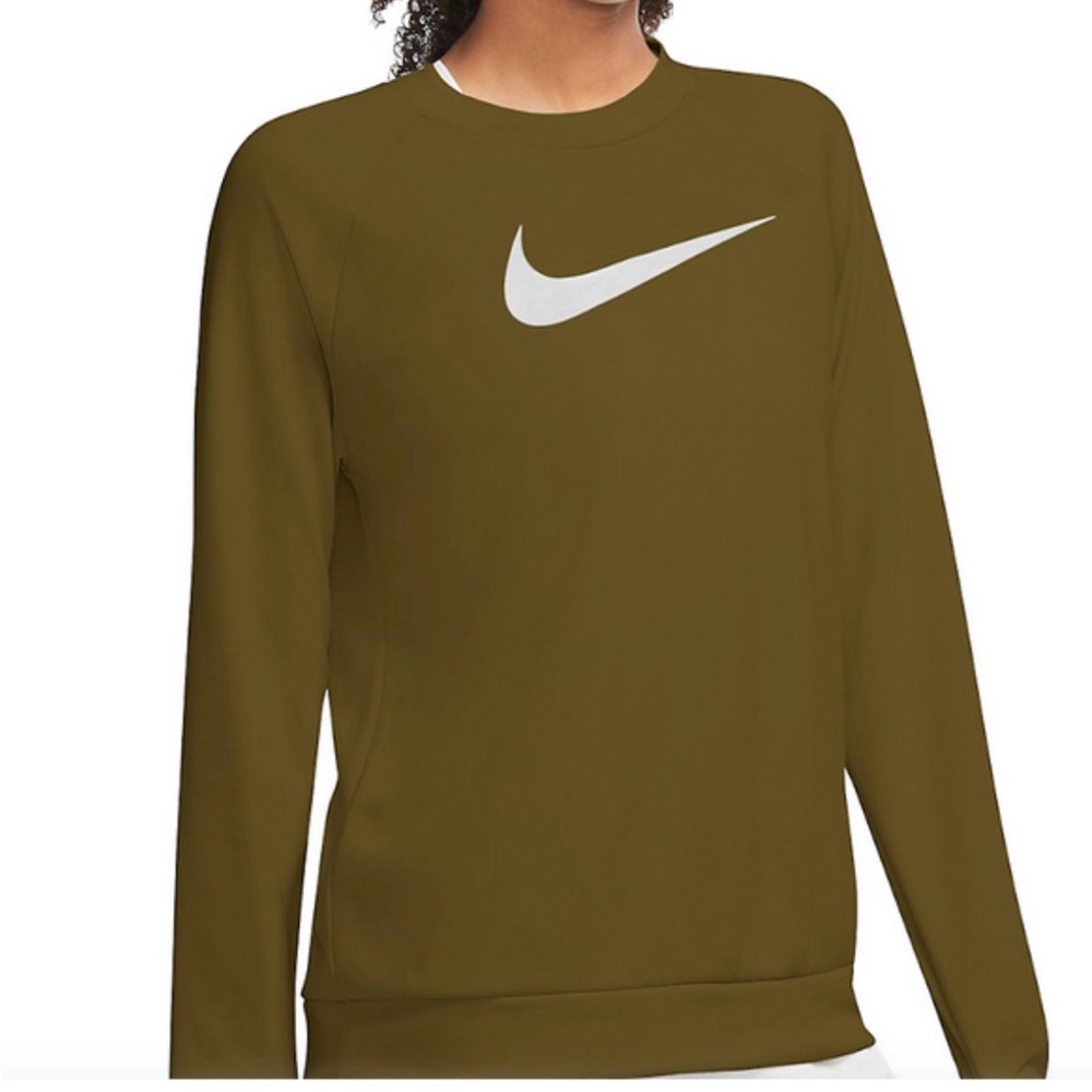 Nike Running DRI-FIT Long Sleeve Top Thumb Holes Olive Green